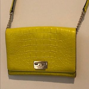 Kate Spade chartreuse satchel in alligator print